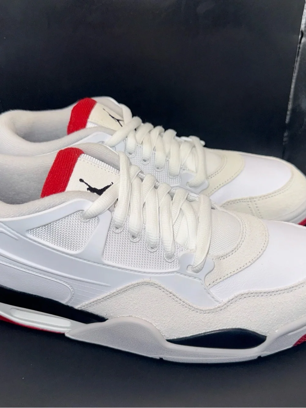 Size 9.5 - Air Jordan 4 RM White Fire Red, FQ7939-102, New Without Box Condition